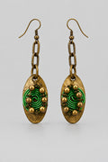Emeral green metal drop earrings